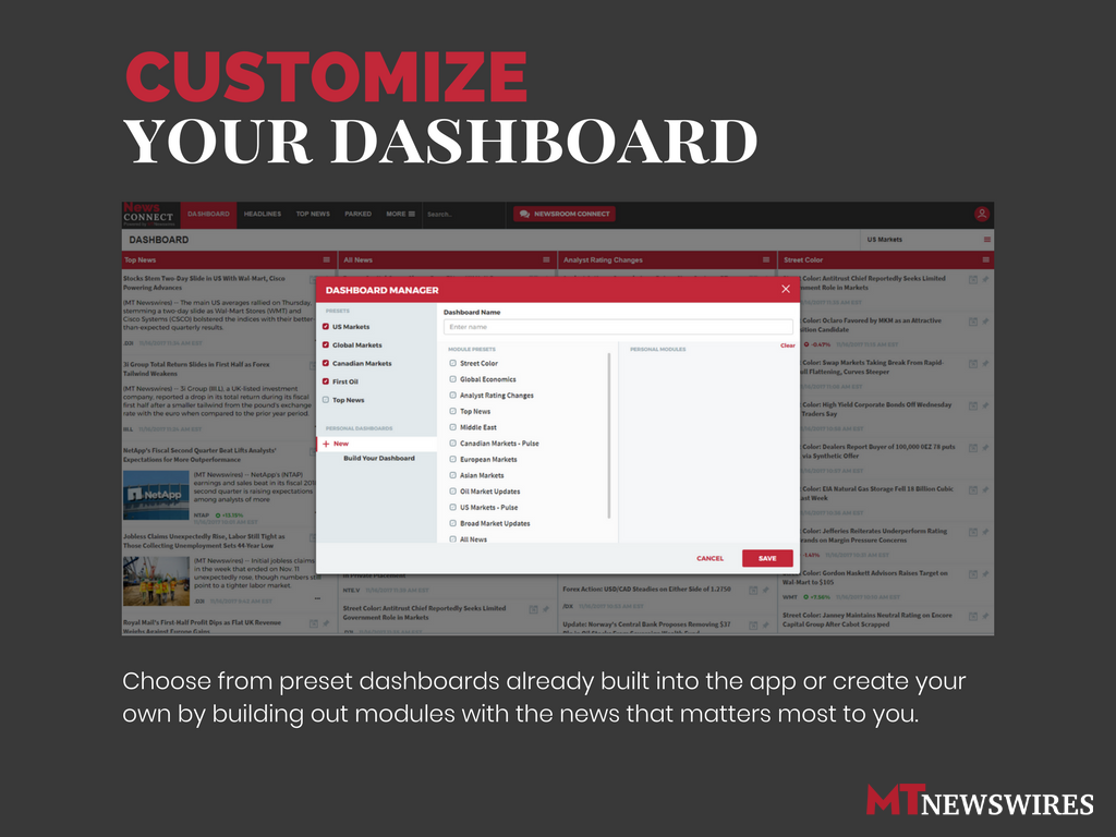 Customize Dashboard